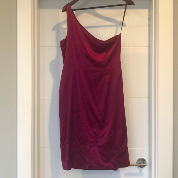 David Meister One Shoulder Silk Dress - Picture 2 of 5